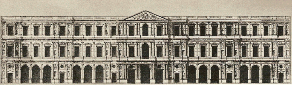 Arq, XVII, Orbay, Franois d, Palacio del Louvre, patio, fachada oriental, Pars, Francia