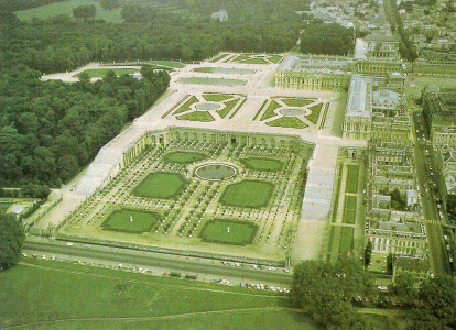 Arq, XVII, Patel, Pierre, Palacio de Versalles, vista ariea, Versalles, Pars, Francia