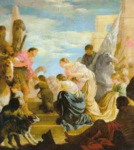 Pin, XVII, Bourdon, Sbastien, Cleopatra acude ante Marco Antonio, M. del Louvre, 1645