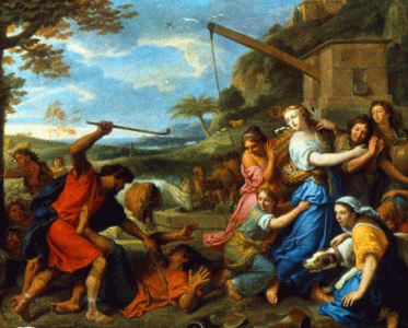 Pin, XVII, Brun, Charles le, Moiss y las hijas de Jetro, Galera de Mdena, Italia