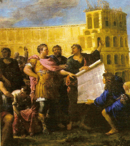 Pin, XVII, Lafosse, C., Vespasiano supervisa los planos del Coliseo, M. del Palacio de Versalles, Versalles, Pars, Francia