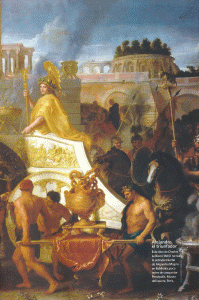 Pin, XVII, Brun, Charles le, Alenjandro entra en Babilonia, M. del Louvre, Parn, Francia, 1665