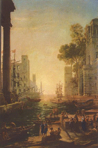Pin, XVII, Lorrain, Cluade, Paisaje, Puerto de Hosti con el embarque de Santa Paula, M. del Prado, Madri, Espaa, 1639