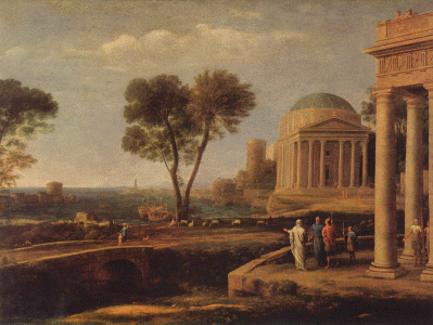 Pin, XVII, Lorrain, Claude, Paisaje con Eneas en Delos, National Gallery, Londres, RU