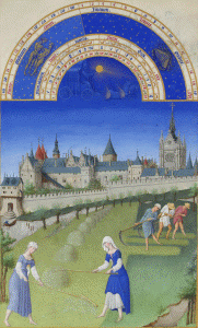 Miniatura, XV, Limbourg, Hermanos, Muy Ricas Horas del Conde de Berry, Junio, M. Cond, Francia, 1410-1416