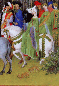 Miniaturas, XV, Limbourg, Hermanos, Ricas Horas del Duque de Berry, Cortesanos, Mayo,  M Cond, 1410-1416