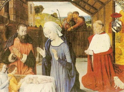 Pin, XV, Nacimiento de Cristo con donante, Muse Rolin, Autun 1480