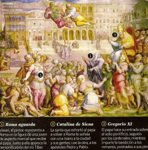 Pin, XVI, Vasari, Regreso de Gregorio XI a Roma, Sala Regia, Vaticano