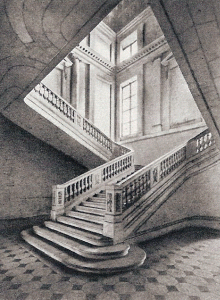Arq, XVIII, Ledoux, Claude-Nicols, Escalera de Castillo de Benouville, Interior, Francia, 1768-1777