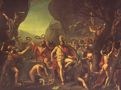Pin, XIX, David, Jacques Louis, Lenidas y sus Compaeros En las Termpilas, M. del Louvre, Pars 1814