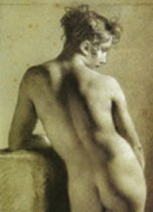 Pin, XIX, Prudhon, Pierre Paul, Desnudo de Espalda, Detalle, Dibujo, 1790