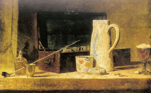 Pin, XVIII, Chardin, Jean-Baptiste-Simen, La Tabaquera, M. del Louvre, Pars, 1755