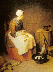 Pin, XVIII. Chardin, Jean-Baptiste, Simen Limpiando Remolachas, N. Gallery of Art, Wasihintong, USA