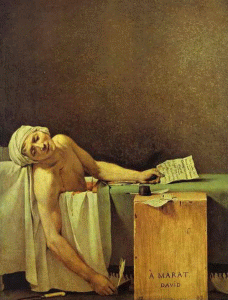 Pin, XVIII, David, Jacques Louis, La Muerte de Marat, M. Royaux des Beaux Arts, Bruselas, Blgica, 1793