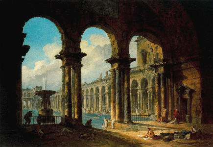 Pin, XVIII, Hubert, Robert, Antiguas Ruinas, Serving as a Public Bath, Mueso de San Petersburgo, Rusia