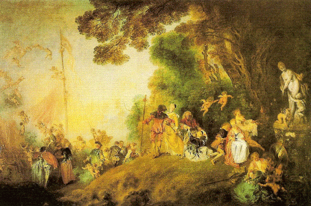 Pin, XVIII, Watteau, Jean Antoine, El Embarque para la Isla de Citerea, Staatliche Museum, Berln, Alemania, 1717