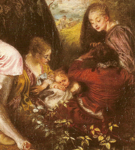 Pin, XVIII, Watteau, Jean Antoine, La Escala del Amor, Detalle, National Gallery, London, 1715-1718