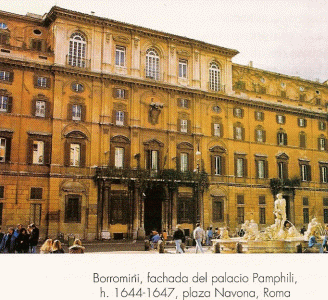 Arq, XVII, Borromini, Francesco, Palacio Pamphili, Exterior, Fachada, Plaza de Novara, Roma, 1644-1647