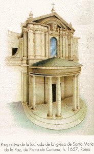 Arq, XVII, Cortona, Pietro, Iglesia de Santa Mara de la Paz, Fachada Principal, ilustracin, Roma,  1657