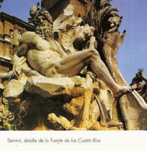 Esc, XVII, Bernini, Gian Lorenzo, Fuente de lo Cuatro Ros, Detalle, Plaza de Novara, Roma, 1648-1651