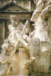 Esc, XVII, Bernini, Gian Lorenzo, La Fuente del Ganges,  Plaza de Novara, Detalle, Roma, 1648-1651