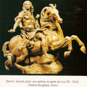 Esc, XVII, Bernini, Gian Lorenzo, Luis XIV, Estatua Ecuestre, Galera Borghese, Roma, 1665