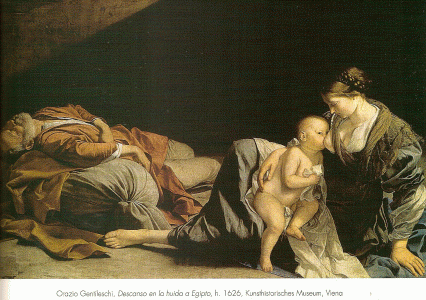 Pin, XVII, Caravaggio, Michelangelo Meresi, Descanso en la huida a Egipto,Kunsthistorisches Museum, Viena, Austria, 1625 