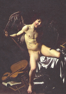 Pin, XVII, Caravaggio, Michelangelo Merisi, El Amor victorioso o Amor Vincit Omnia, Gemaldegalerie, Berln, Alemania, 1602
