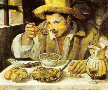 Pin, XVI, Carracci, Annibale, Hombre comiendo judas, Galleria Colonna, Roma, 1580-1590