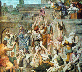 Pin, XVII, Domenichino o Tampievi El, La caridad de Santa Cecilia, Iglesia de Sam Luis de los Franceses, Roma
