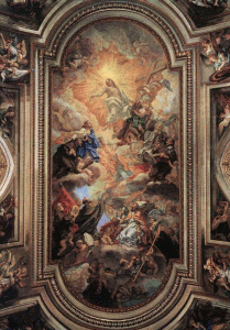 Pin, XVIII, Gaulli, Giovanni Battista o Il Baciccia, Apoteosis de la Orden Franciscana, Baslica de los Doce Apstoles, Roma, 1707
