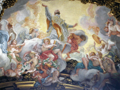 Pin, XVII, Pozzo, Andrea, Fresco de la Apoteosis de San Ignacio, detalle, Iglesia de Jess, Roma 