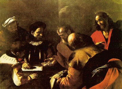 Pin, XVII, Preti, Mattia, Tributo del Csar, Pinacoteca Brera, Miln, 1640