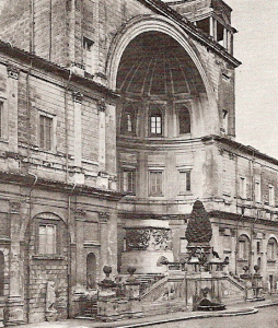 Arq, XV, Bramante, Donato, Palacio de Belbedere, exterior, fachada principal, detalle, Roma