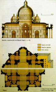 Arq, XV, Bramante, Donato, Baslica de San Pedro, planta y alzado, PROYECTO, Vaticano, Roma, 1506