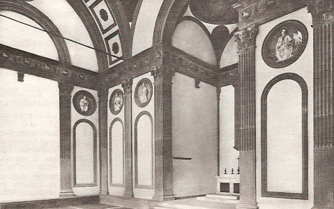 Arq, XV, Brinelleschi, Filippo, Capilla Pachi, interior, detalle, Florencia, 1429-1444