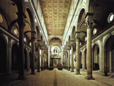 Arq, XV, Brunelleschi, Filippo, Baslica de San Lorenzo, interior, Florencia, 1440-1445
