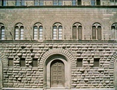 Arq, XV, Michelozzo di Bartolomeo, Michelozzi, Palacio Mdici Ricardi, Exterior, detalle, Florencia, 1444