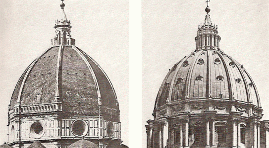 Arq, XV-XVI, Brunelleschi y Miguel Angel, Cpulas, comparacin, exterior Catedral de Flerencia y San Pedrp de Roma