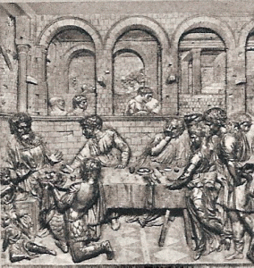 Esc. XV, Donatello, Donato di Nicolo, Banquete de Herodes, Paptisterio, Pila bautismal, Siena, 1427