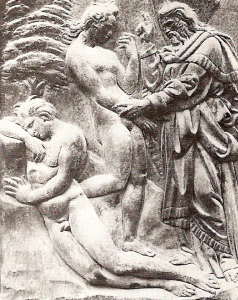 Esc, XVm Quercia, Jacopo della, Creacin de Eva, Portada de San Patronio, detalle, Bolonia, 1425-1438