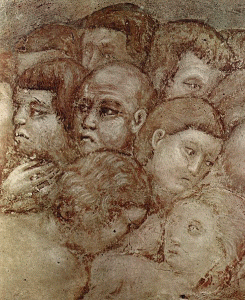 Pin, XIII, Cavallini, Pietro, Juicio Final, detalle, Fresco de la Iglesia de Santa Cecilia, Trastevere, Roma, 1293