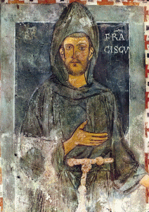 Pin, XIII, Retrato de San Francisco de Ass, Monasterio benedictino del Sacro Speco, Subiaco, provincia de Roma, 1228