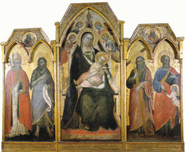 Pin, XIV, Aretino, Spinello, Trittico della Madona in trono, Galleria dellAcademia, Florencia, 1391