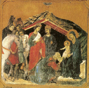 Pin, XIV, Duccio di Bounisegna, Adoracin de los Magos, M. Opera del Duomo,  Siena, 1308-1311