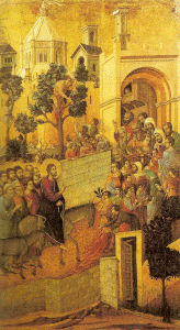 Pin, XIV, Duccio di Bounisegna, Entrada de Cristo en Jerusaln, M. Opera del Duomo, Siena, 1308-1311