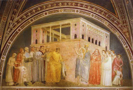 Pin, XIV, Giotto di Bondone, La renuncia de la buena palabra, Capilla de la Santa Cruz, Florencia, 1319-1328