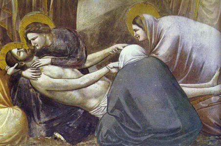 Pin, XIV, Giotto di Bondone, La lamentacin o Deposicin del cuerpo de Cristo, detalle, Capella Scrovegni, Padua, 1304-1306