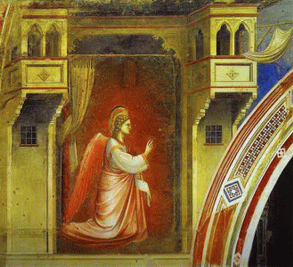 Pin, XIV, Giotto di Bondone, Misin del Arcngel Gabriel, detalle, Capella Scrovegni, Padua, 1302-1305