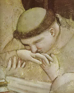 Pin, XIV, Giotto di Bondone, Muerte de San Francisco e inspeccin de los estigmas, detalle, Capilla de la Santa Cruz, Florencia